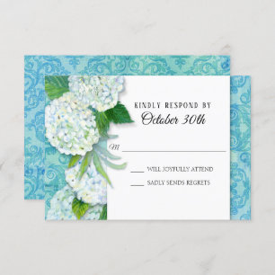UAWG Wedding Floral Hydrangeas Aqua Damask Muster Einladung