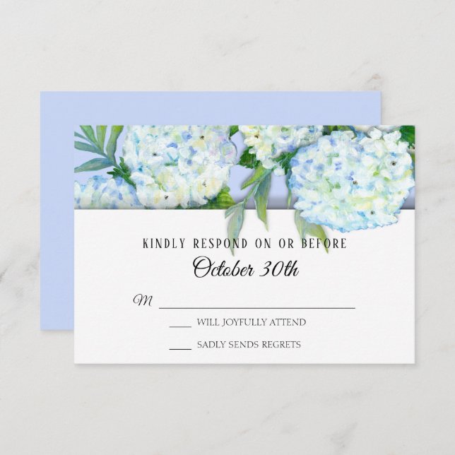 UAWG Wedding Floral Hydrangeas Art Periwinkle Blue Einladung (Vorne/Hinten)