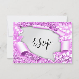 UAWG Wedding Glitzer Bridal Gray Silver Pink RSVP Karte