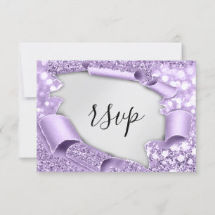 UAWG Wedding Glitzer Bridal Lila Silver Elegant RSVP Karte