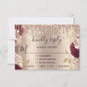 UAWG Wedding Glitzer Bridal Rose Gold Wreath Tropf RSVP Karte