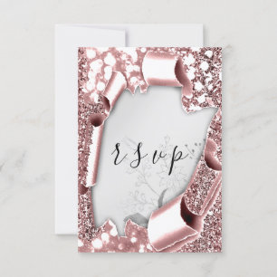 UAWG Wedding Glitzer Florals Silver Rose Blush RSVP Karte