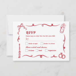 UAWG Wedding Hand Drawn Whimsical Red Einladung