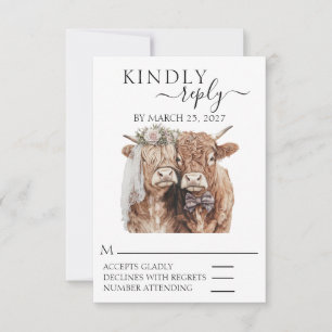 UAWG Wedding Highland Kuh RSVP Karte