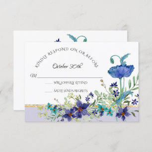 UAWG Wedding Lavender Blue Poppy Aquarellblume Einladung