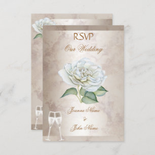 UAWG Wedding Marble Rose Creme White Champagne Einladung