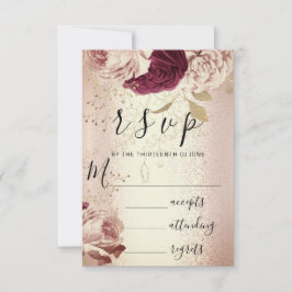 UAWG Wedding Marsala Florals Rose PinkGlam RSVP Karte