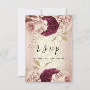 UAWG Wedding Marsala Florals Rose PinkGlam RSVP Karte