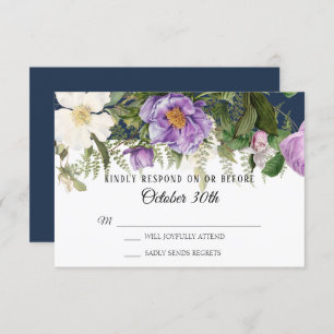 UAWG Wedding Navy Lila Ivory Rose Peony Ferns Einladung
