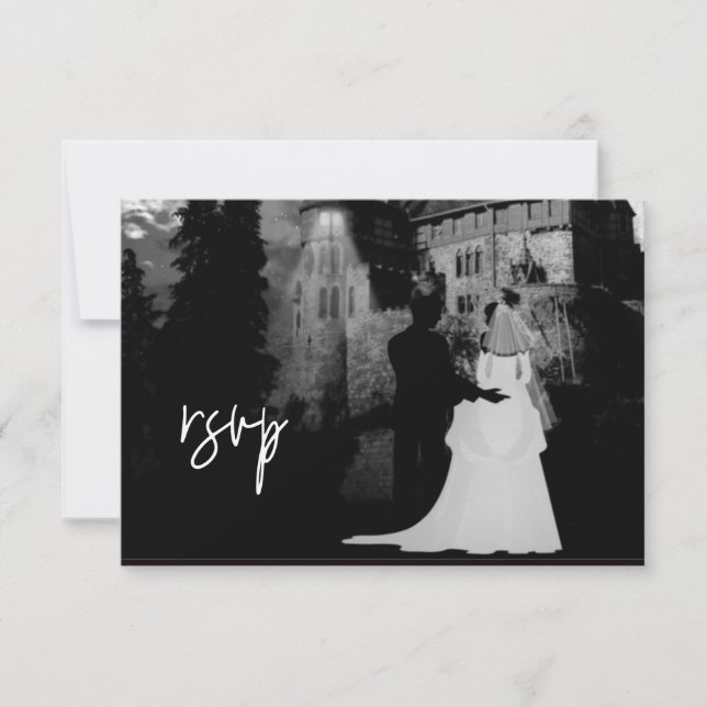 UAWG Wedding Oktober Halloween Herrenhaus RSVP Karte (Vorderseite)