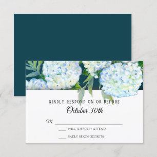 UAWG Wedding Painted White Hydrangeas Peacock Blue Einladung