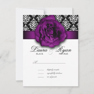 UAWG Wedding Repair Card Lila Rose Damask RSVP Karte