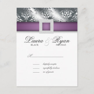 UAWG Wedding Reply Card Jewel Lila Silver RSVP Karte