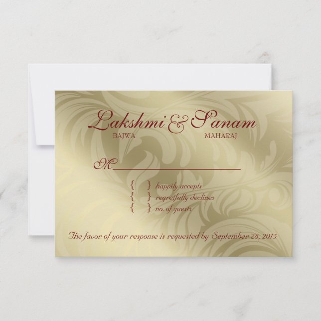 UAwg Wedding Reply Card Leaf Wirbel RSVP Karte (Vorderseite)