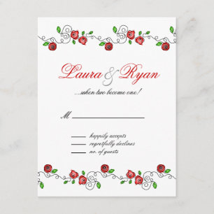 UAWG Wedding Reply Card Paris Frankreich Rote Rose RSVP Karte