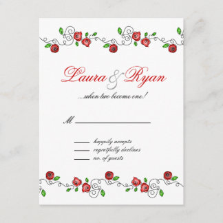 UAWG Wedding Reply Card Paris Frankreich Rote Rose RSVP Karte