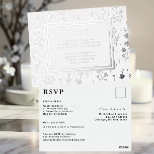 UAWG Wedding Response Card Blume Silver Foil Folien Feiertagspostkarte