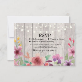 UAWG Wedding Rustic Wood Floral Cards lädt ein RSVP Karte