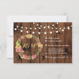 UAWG Wedding Rustic Wood Floral Tiki Cards Einladu RSVP Karte