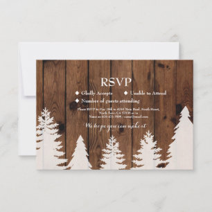UAWG Wedding Rustic Wood Winter Tree Cards lädt ei RSVP Karte
