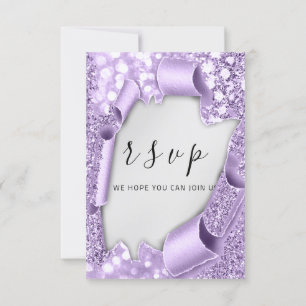 UAWG Wedding Silver Gray Paper Lila Violet Glam RSVP Karte