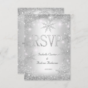UAWG Wedding Silver Winter Wonderland Schneeflocke RSVP Karte