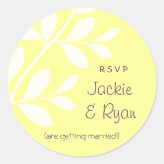 UAWG Wedding Stickers Leaf Branch Gelb Lila