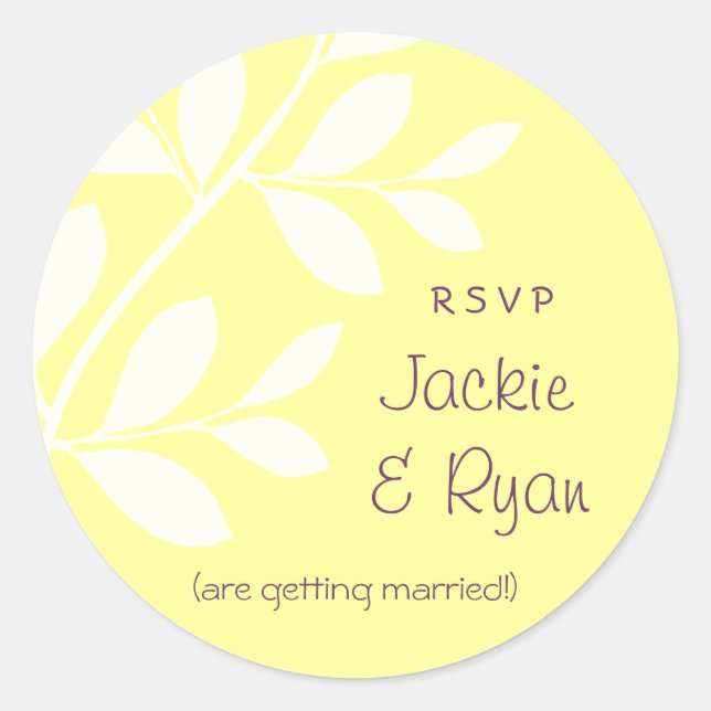 UAWG Wedding Stickers Leaf Branch Gelb Lila (Vorderseite)