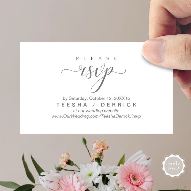 UAWG Wedding Website Erinnerung, Moderne Klasse Begleitkarte (RSVP Wedding Website Reminder, Modern Classy Enclosure Card, in Dark Grey)