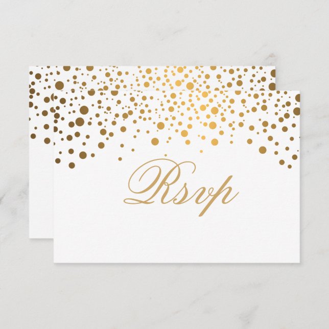 UAWG White & Confetti Gold Dot Wedding Einladung (Vorne/Hinten)