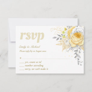 UAwg White Gold Rose Bouquet mit Menü RSVP Karte
