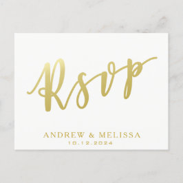 UAWG | White & Imitats Gold Script Postcard Einladungspostkarte