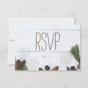 UAWG-Winter Pinecone und Snowflakes Hochzeit RSVP Karte