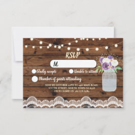 UAWG Wood Lace Wedding Rustic Lights Floral Jar Einladung