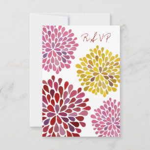 uAwg Yellow Red Pink Blume Blüten Hochzeitskarte RSVP Karte