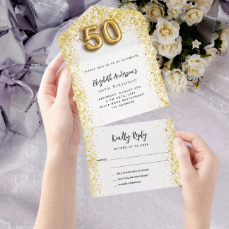 uAwg zum 50. Geburtstag des Weißgold-Party All In One Einladung