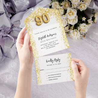 uAwg zum 90. Geburtstag des Weißgold-Party All In One Einladung