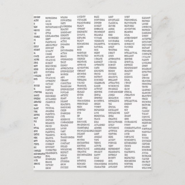 Über 600 positive Worte! Postkarte (Vorderseite)