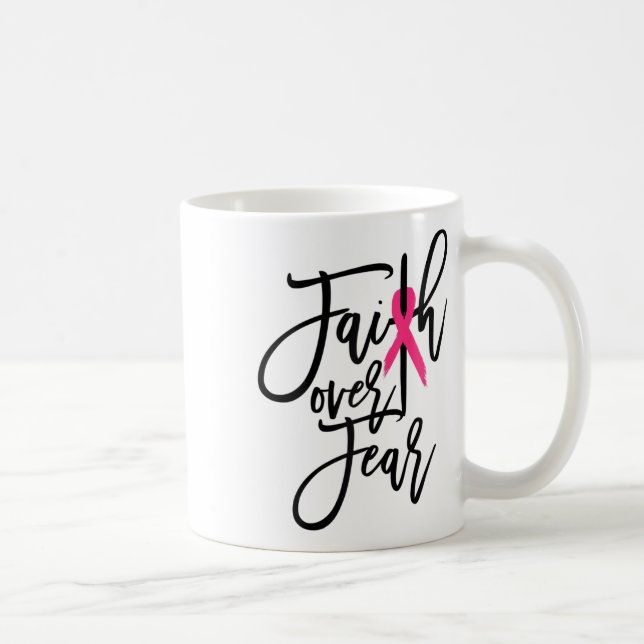 Über Angst Krebskrebs Bewusstsein Christlich Kaffeetasse (Rechts)