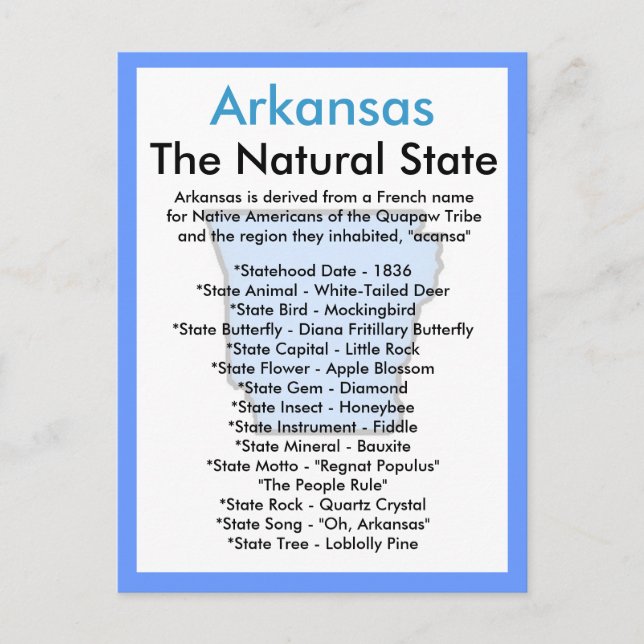 Über Arkansas Postkarte (Vorderseite)