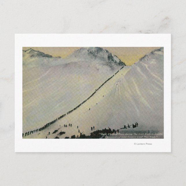 Über Chilkoot Durchlauf während des Goldrauschs, Postkarte (Vorderseite)