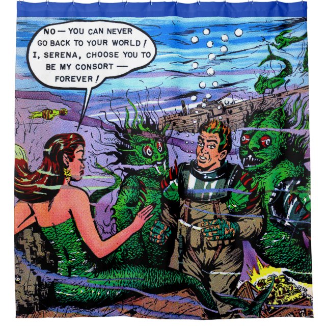Über das Mermaid-Königreich hinaus Vintag Duschvorhang (Vorderseite)