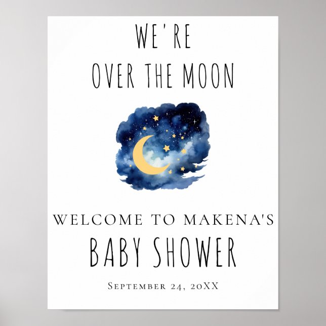 Über dem Baby-Duschzeichen Poster (Vorne)