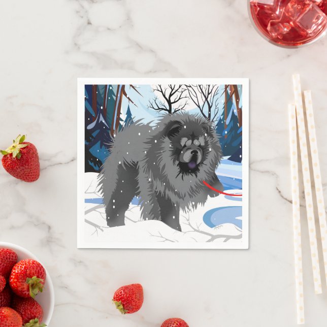 ÜBER DEM FLUSS Black Chow Napkins Serviette (Beispiel)