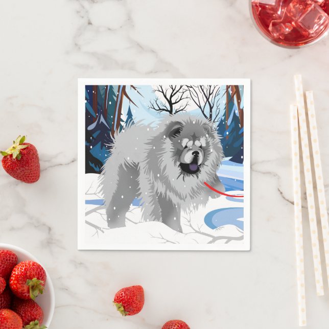 ÜBER DEM FLUSS Blue Chow Napkins Serviette (Beispiel)