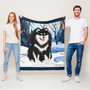 ÜBER DEM FLUSS Finnischer Lapphund Fleece Decke