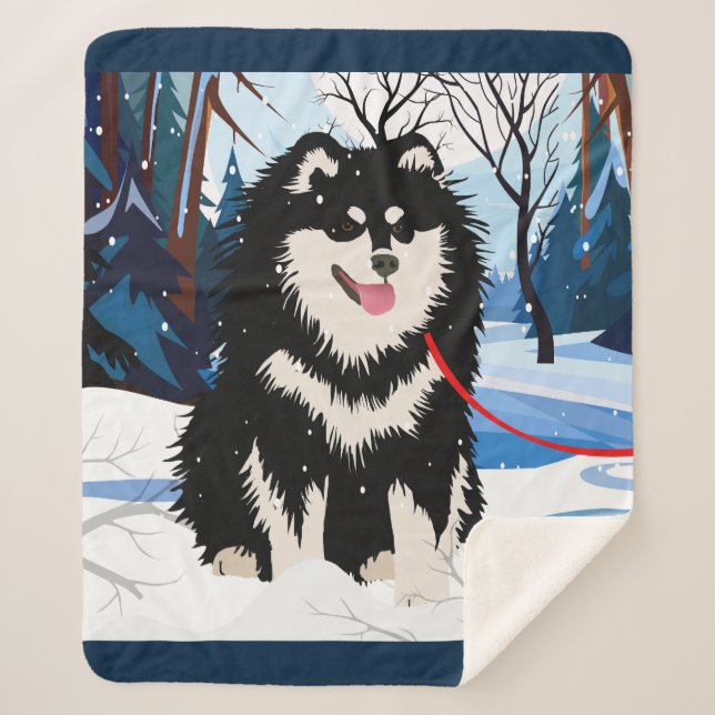 ÜBER DEM FLUSS Finnischer Lapphund-Sherpa-Decken Sherpadecke (Vorderseite)
