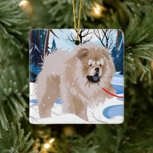 ÜBER DEM FLUSS Zimtfuchs Chow 2023 Weihnachtsschmu Keramikornament