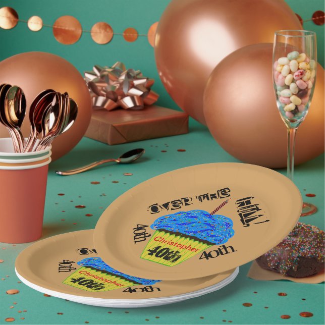 Über dem Hügel Personalisierte Blue Cupcake Teller (Multi)