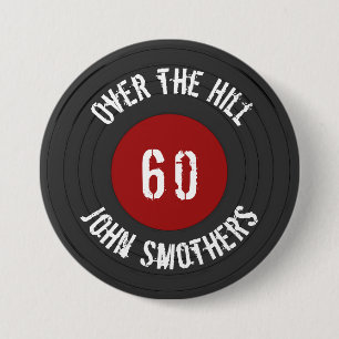 Über dem Hügelnamensalter Vinyl Rock'n'Roll Record Button